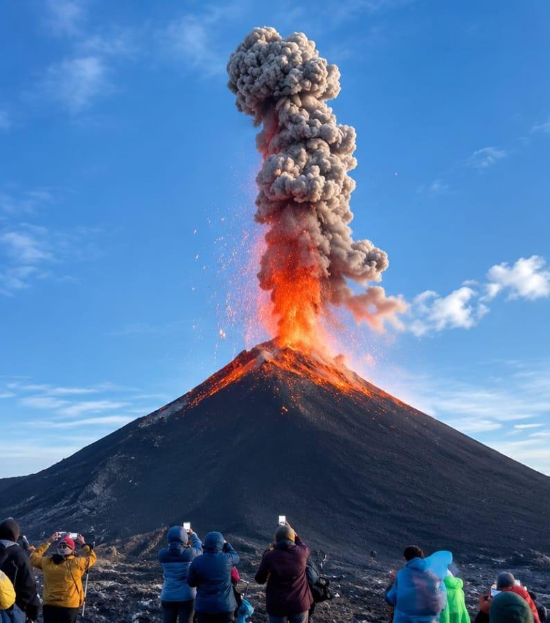 DAMPAK ERUPSI GUNUNG ANAK KRAKATAU MELUAS HINGGA GANGGU PENERBANGAN